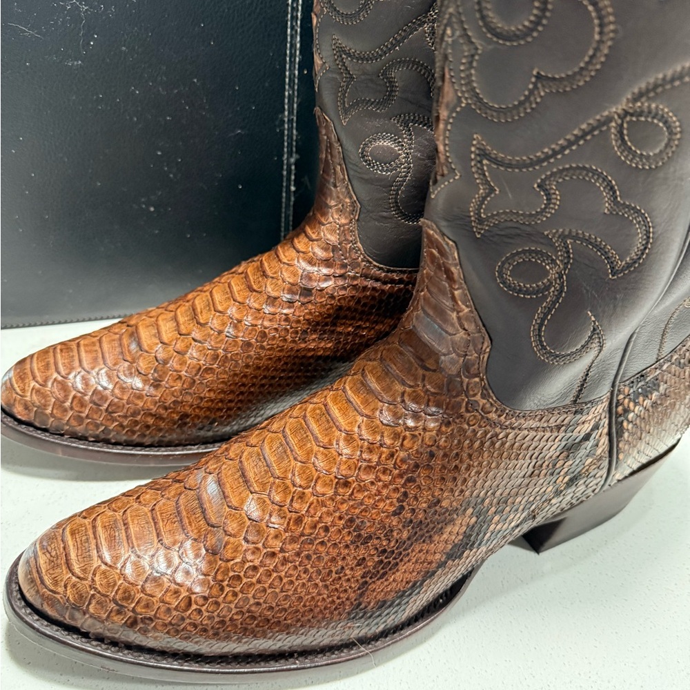 Men's Western Snakeskin Boots in Brown